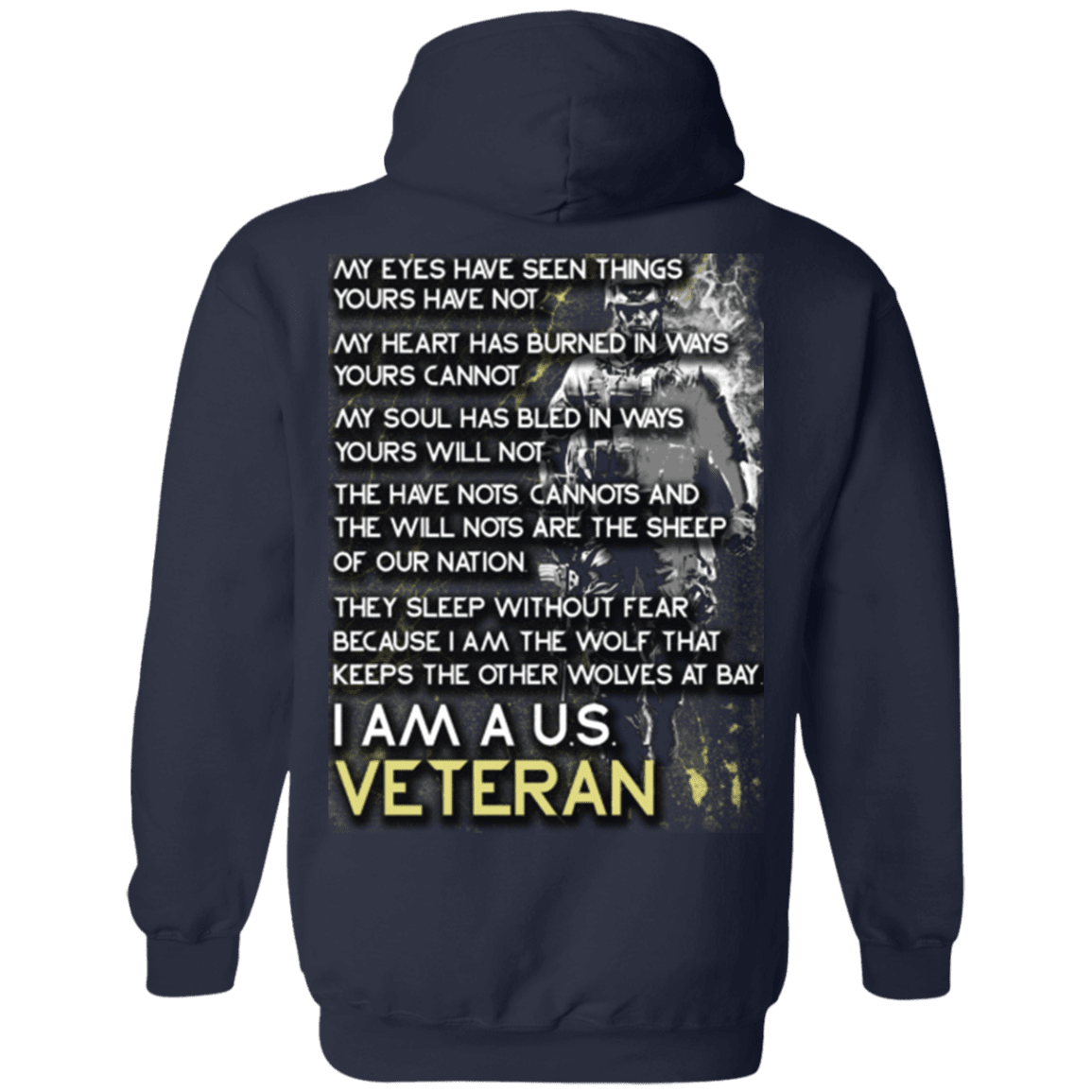 Military T-Shirt "I Am A US Veteran, I Am The Wolf" - Men Back-TShirt-General-Veterans Nation