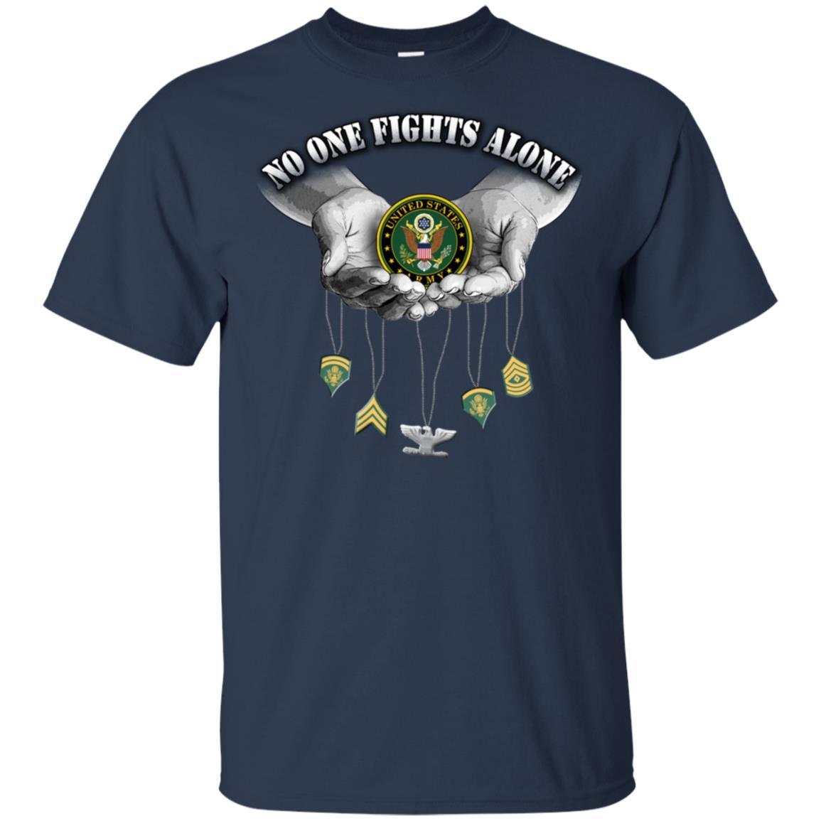 T-Shirt "No One Fights Alone Army Ranks" On Front-TShirt-Army-Veterans Nation