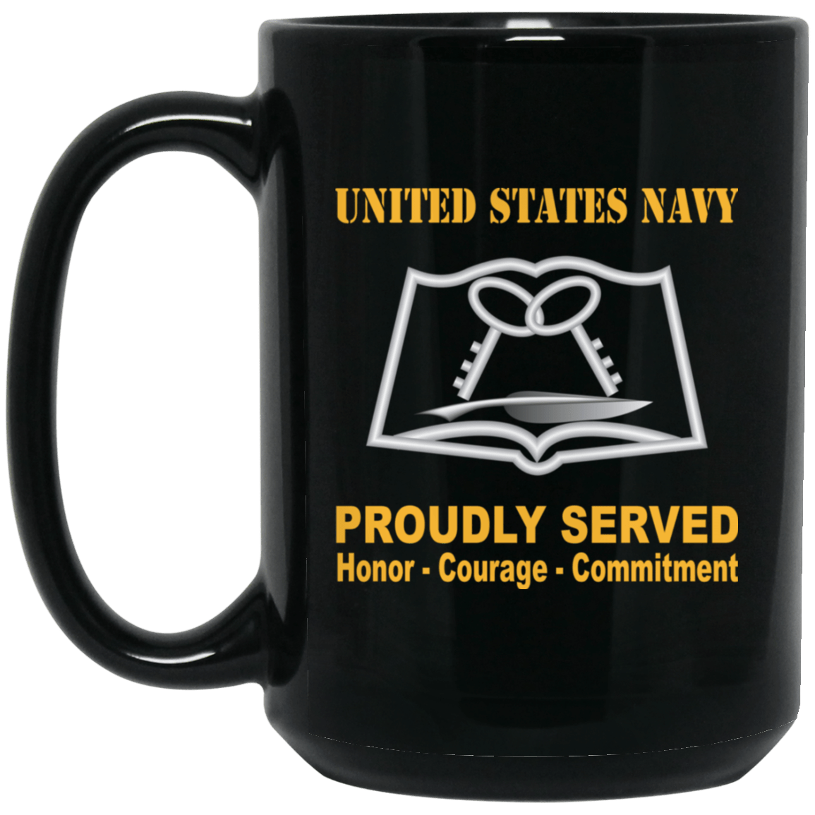 Navy Mess Management Specialist Navy MS Proudly Served Black Mug 11 oz - 15 oz-Mug-Navy-Rate-Veterans Nation