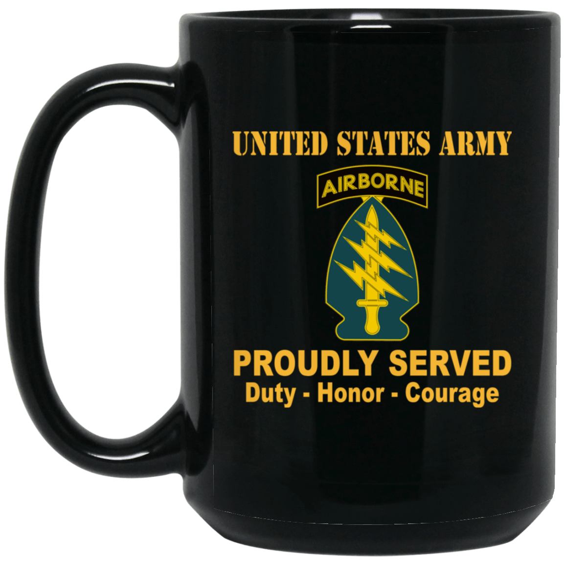 US Army Special Forces Airborne 11 oz - 15 oz Black Mug-Mug-Army-CSIB-Veterans Nation