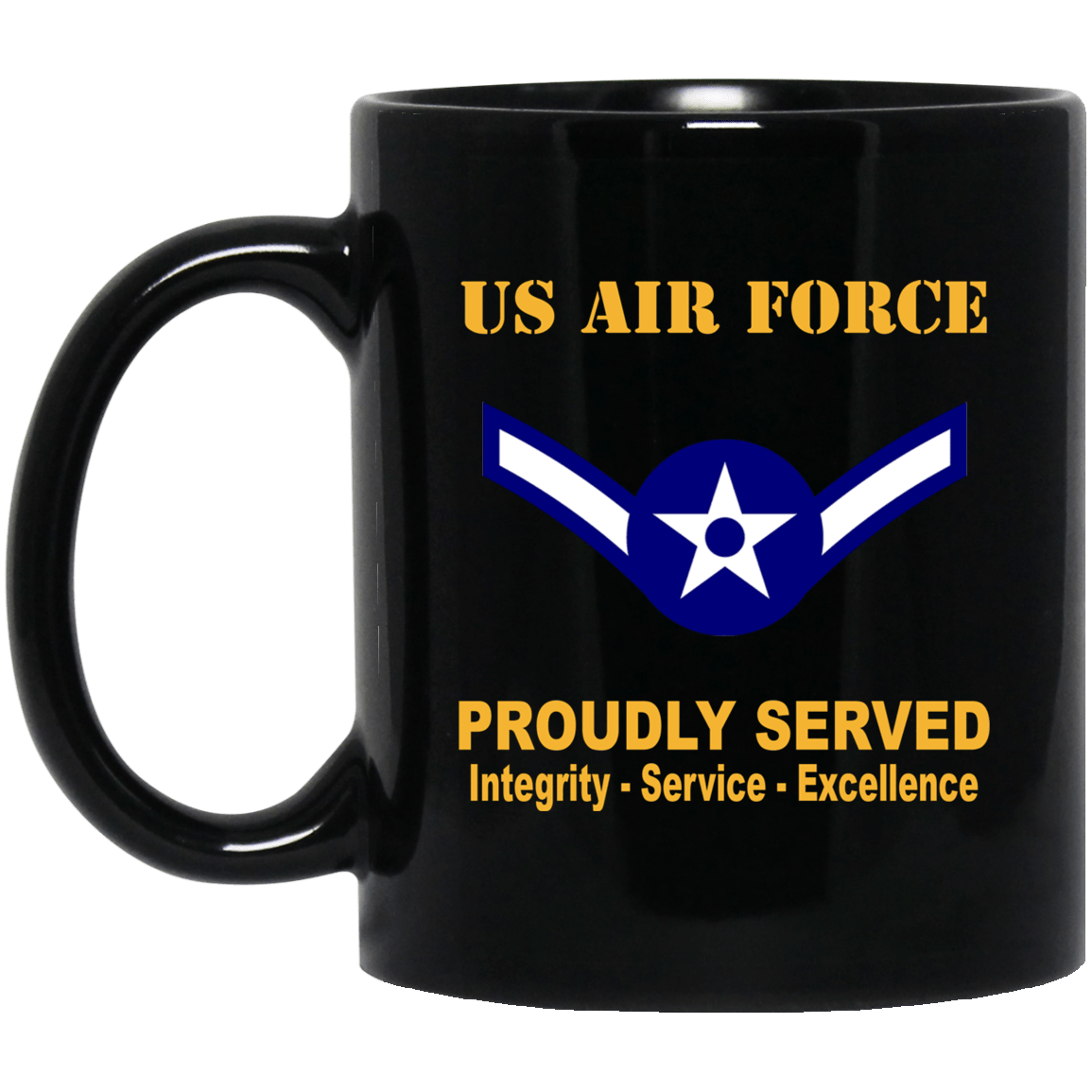 US Air Force E-2 Airman Amn E2 Ranks Enlisted Airman Rank Proudly Served Black Mug 11 oz - 15 oz-Mug-USAF-Ranks-Veterans Nation