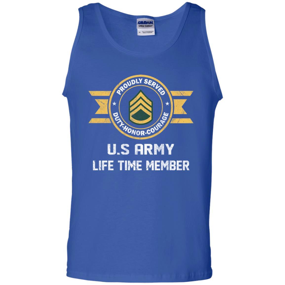 Life Time Member - US Army E-6 Staff Sergeant E6 SSG Noncommissioned Officer Ranks Men T Shirt On Front-TShirt-Army-Veterans Nation