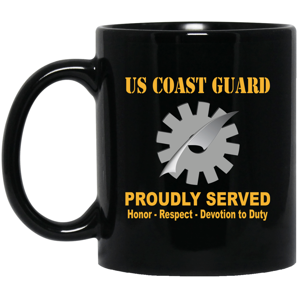 US Coast Guard Data Processing Technician DP Logo Proudly Served Black Mug 11 oz - 15 oz-Mug-USCG-Rate-Veterans Nation