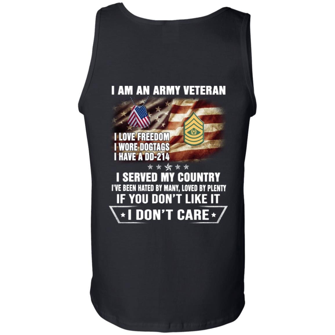 T-Shirt "I Am An Army Veteran" E-9 Command Sergeant Major(CSM)Rank On Back-TShirt-Army-Veterans Nation