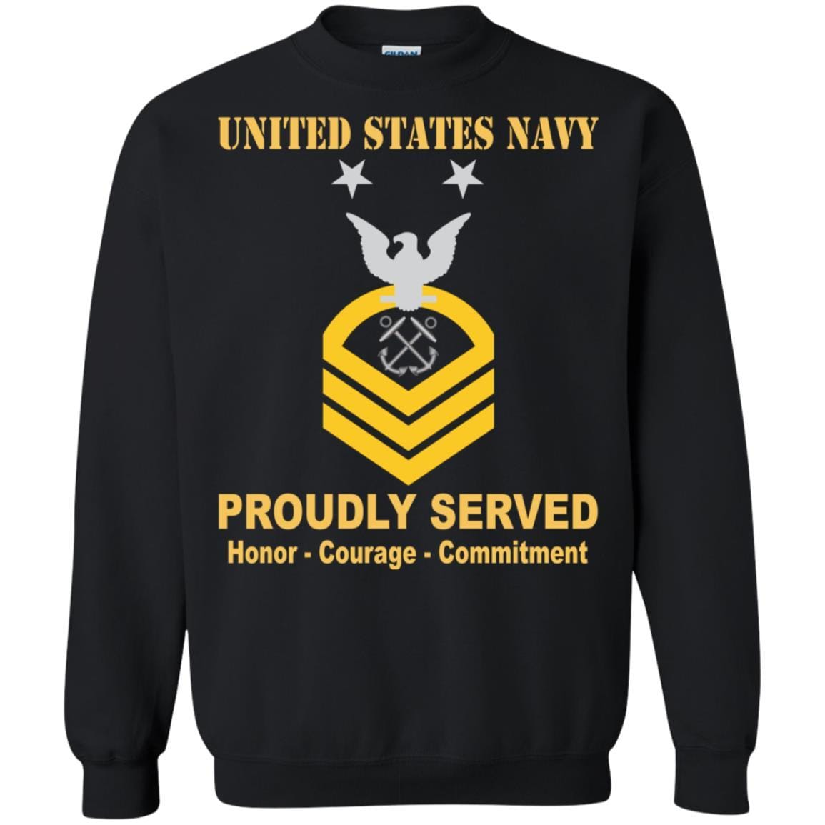 U.S Navy Boatswain's Mate Navy BM E-9 Rating Badges Proudly Served T-Shirt For Men On Front-TShirt-Navy-Veterans Nation