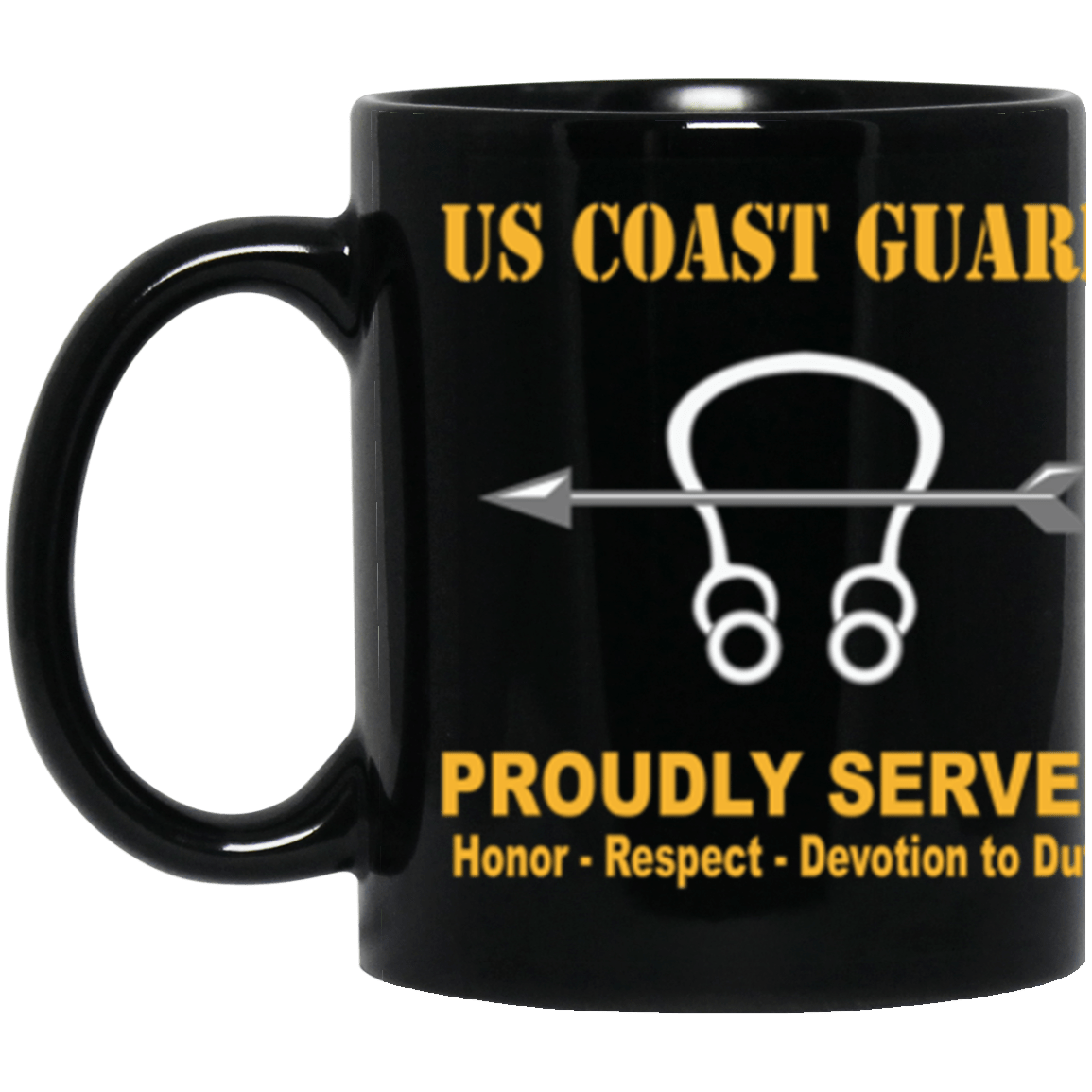 USCG Sonar Technician ST Logo Proudly Served Core Values 11 oz. Black Mug-Drinkware-Veterans Nation