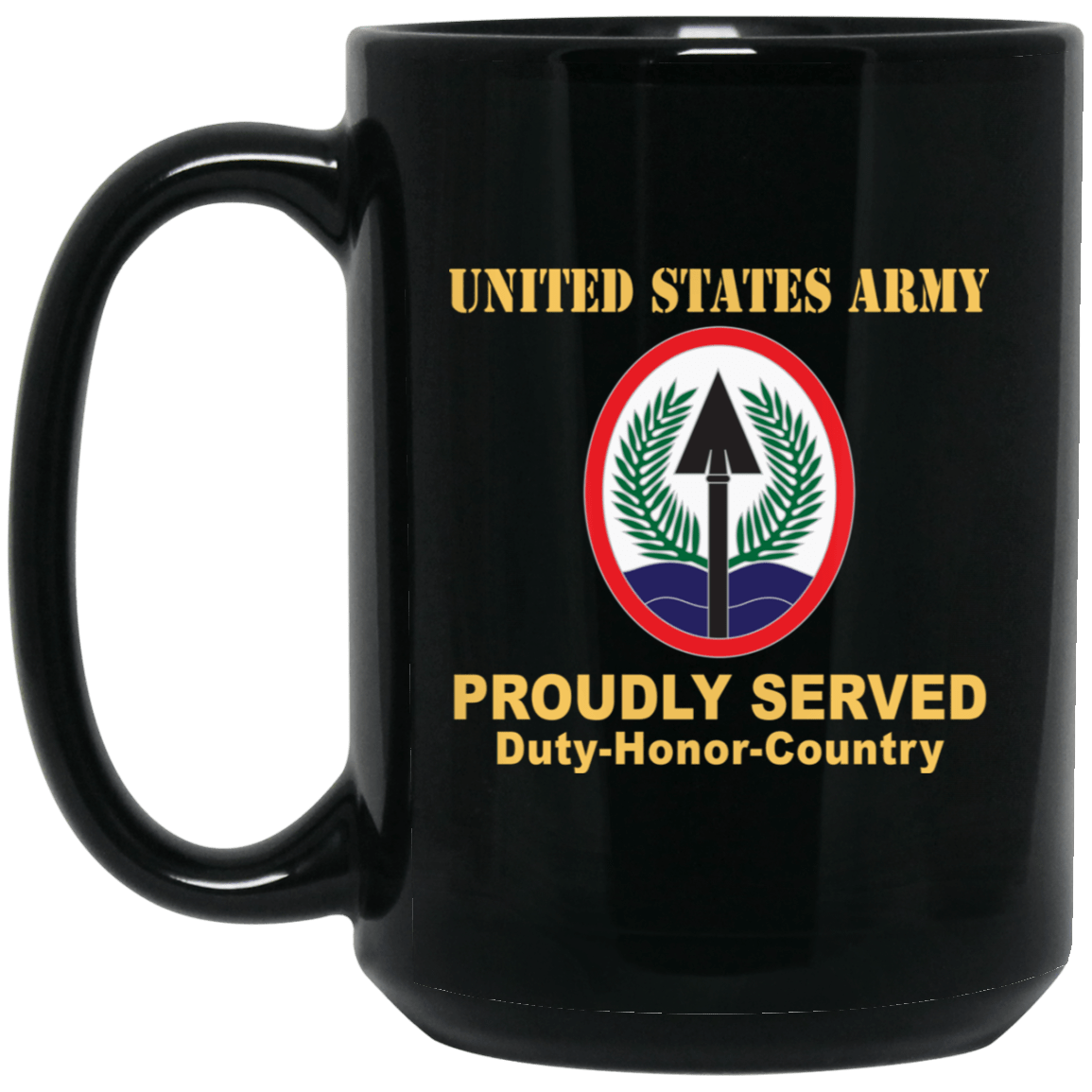 US ARMY CSIB ELEMENT MULTI NATIONAL CORPS IRAQ- 11 oz - 15 oz Black Mug-Mug-Army-CSIB-Veterans Nation