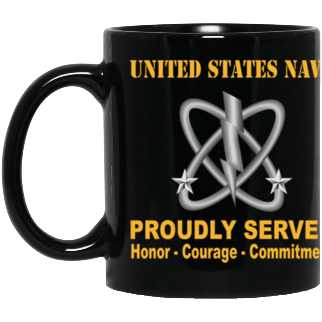 US Navy Navy Electronics Warfare Technician Navy EW Proudly Served Core Values 11 oz. Black Mug-Drinkware-Veterans Nation