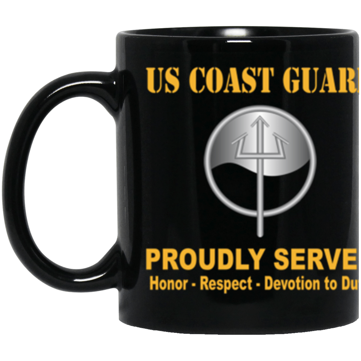 USCG USCG MARINE SCIENCE TECHNICIAN MST Logo Proudly Served Core Values 11 oz. Black Mug-Drinkware-Veterans Nation