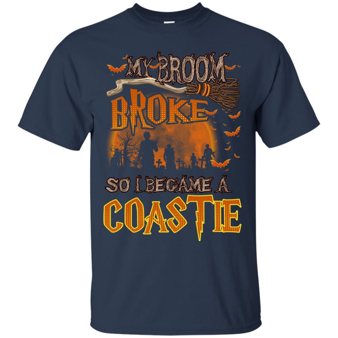 My Broom Broke So I Became A Coastie US Coast Guard Men T Shirt On Front-TShirt-USCG-Veterans Nation