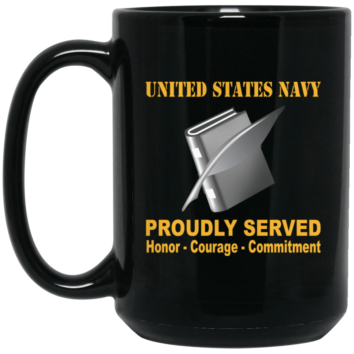 Navy Personnel Specialist Navy PS Proudly Served Black Mug 11 oz - 15 oz-Mug-Navy-Rate-Veterans Nation