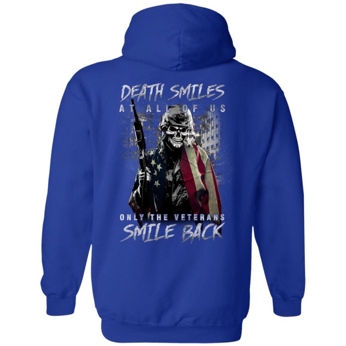Military T-Shirt "Death Smiles At All Of Us - Only The Veterans Smile Back Men" On Back-TShirt-General-Veterans Nation