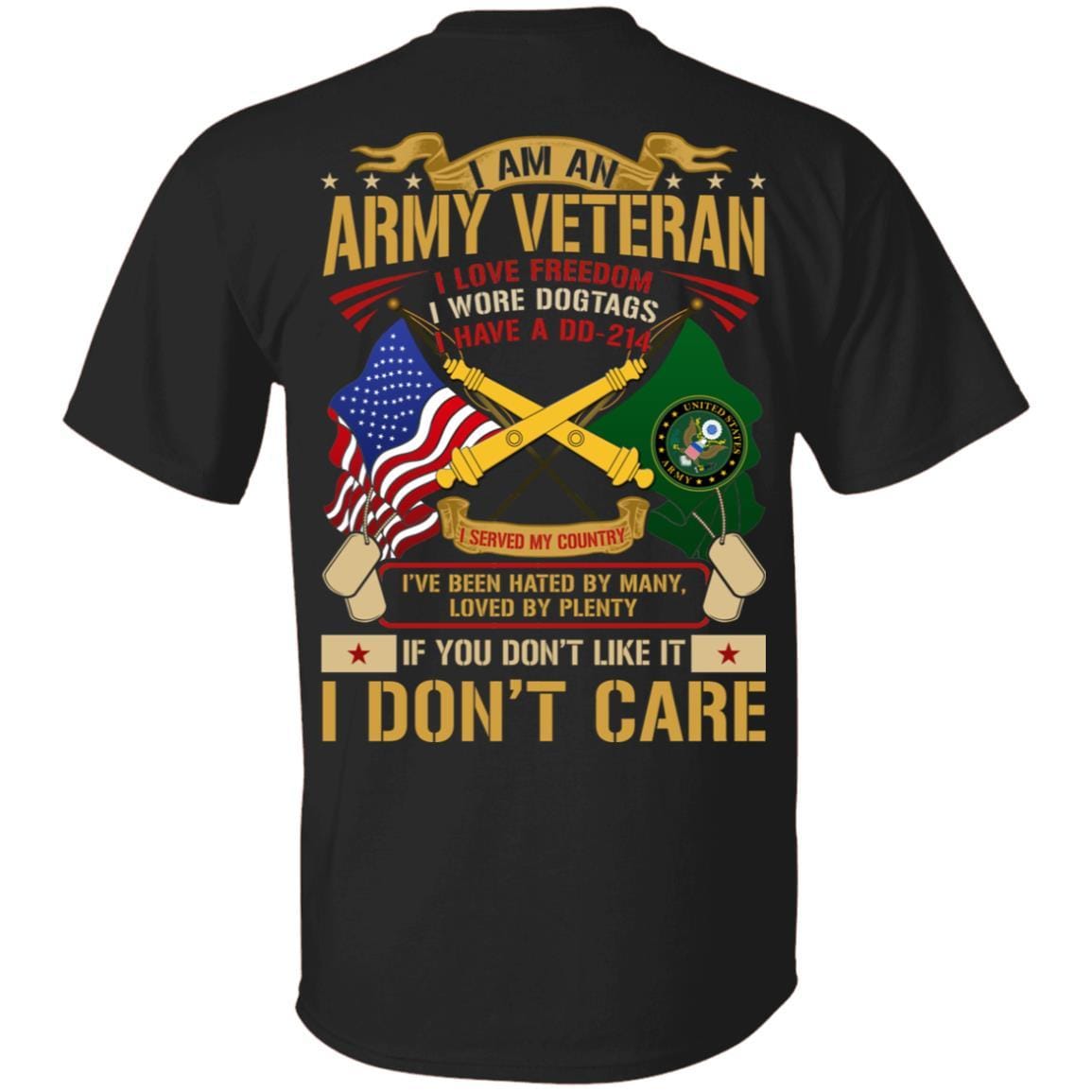 US Army T-Shirt Field Artillery I Am An Veteran On Back-T-Shirts-Veterans Nation