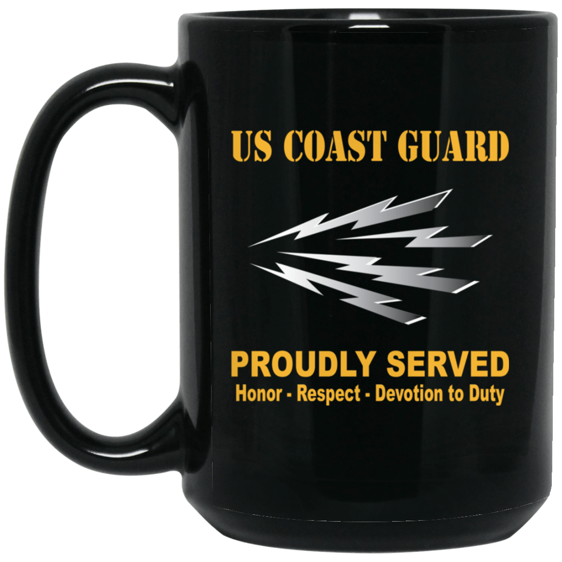 US Coast Guard Telecommunications Specialist TC Logo Proudly Served Black Mug 11 oz - 15 oz-Mug-USCG-Rate-Veterans Nation