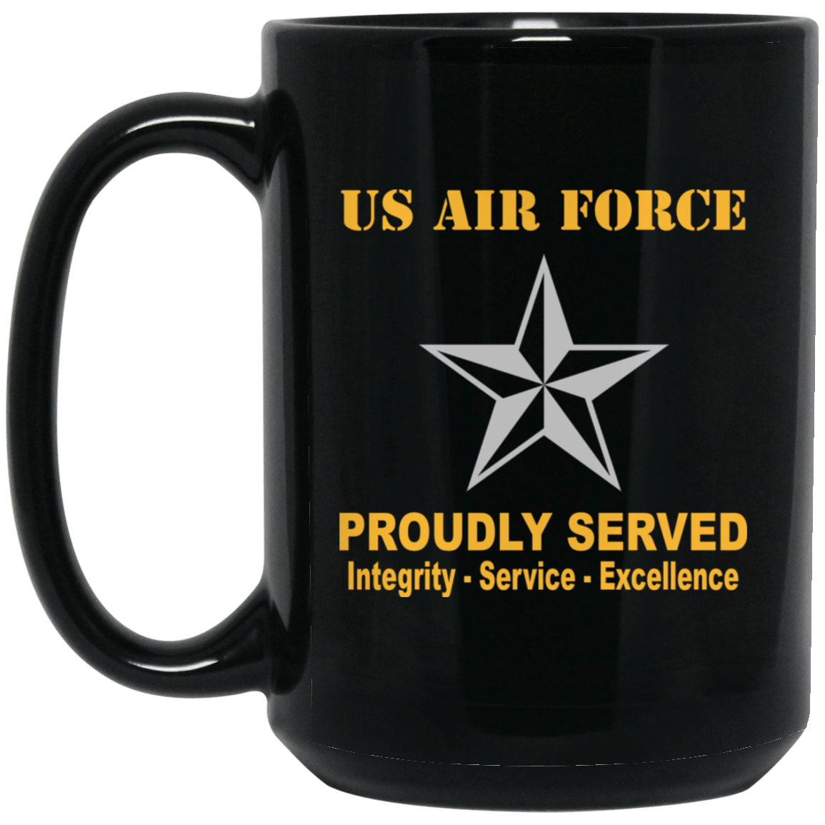 US Air Force O-7 Brigadier General Brig O7 General Officer Ranks Proudly Served Black Mug 11 oz - 15 oz-Mug-USAF-Ranks-Veterans Nation