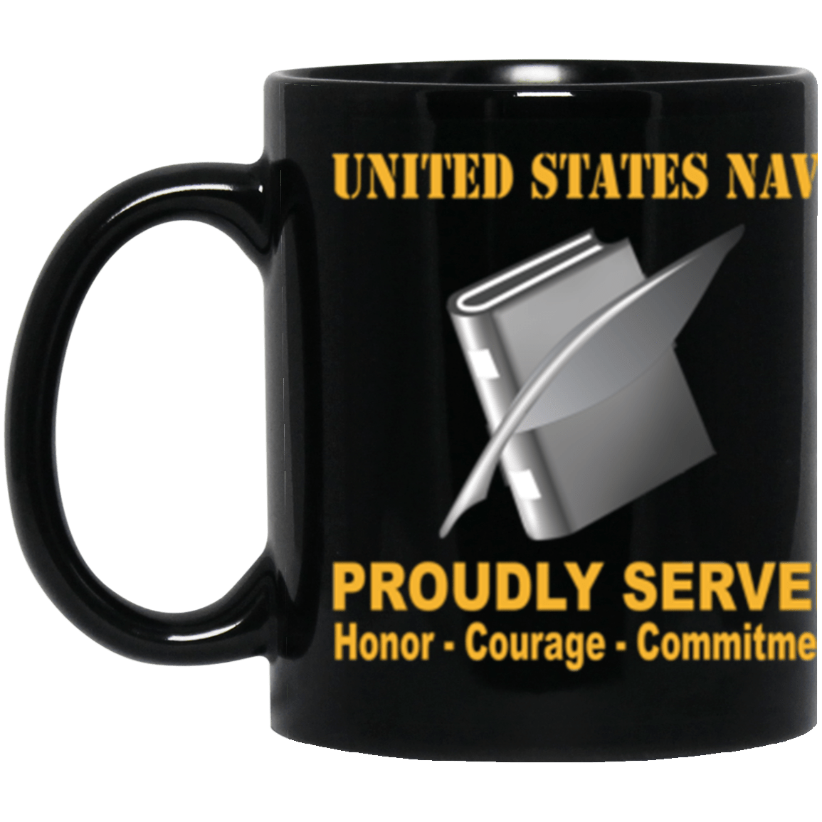 US Navy Navy Personnel Specialist Navy PS Proudly Served Core Values 11 oz. Black Mug-Drinkware-Veterans Nation