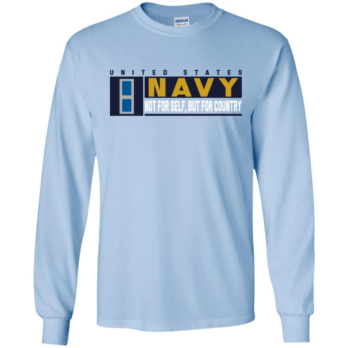 US Navy W-3 Chief Warrant Officer Not For Self, But For Country Long Sleeve - Pullover Hoodie-TShirt-Navy-Veterans Nation