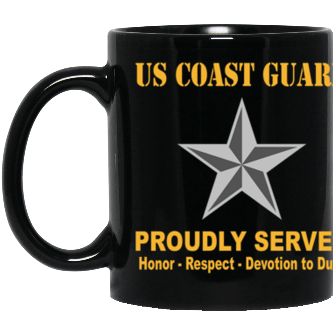 USCG O-7 Rear Admiral Lower Half O7 DRML Flag Officer Ranks Proudly Served Core Values 11 oz. Black Mug-Drinkware-Veterans Nation