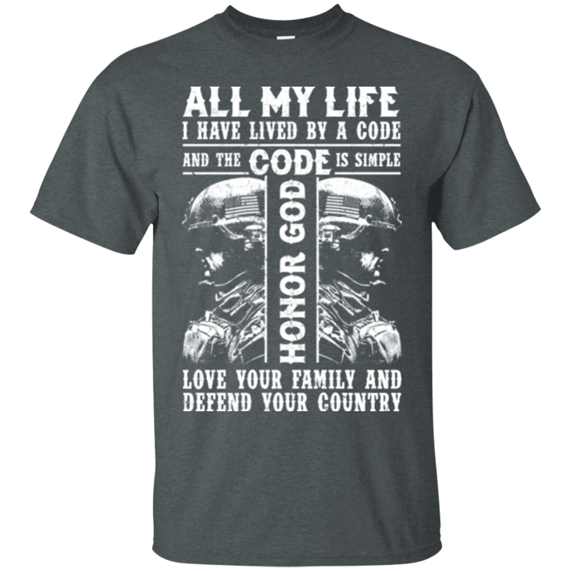 Military T-Shirt "HONOR GOD LOVE FAMILY AND DEFEND YOUR COUNTRY VETERAN"-TShirt-General-Veterans Nation