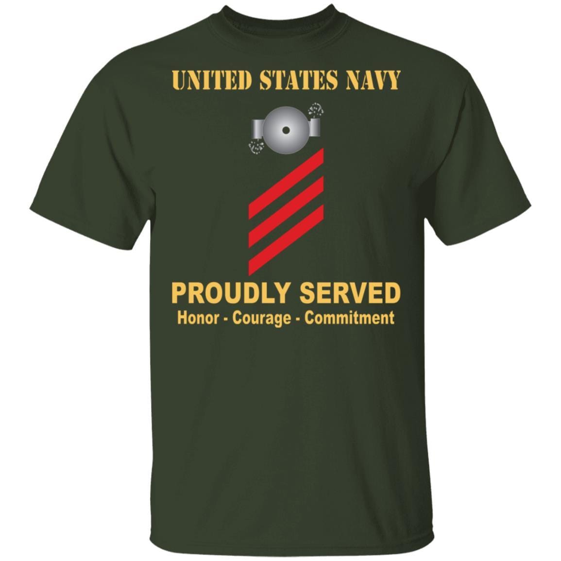 US Navy T-Shirt Boiler technician Navy BT E-3 Red Stripe Rating Badges Proudly Served On Front-T-Shirts-Veterans Nation