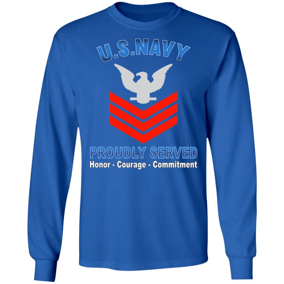 US Navy E-6 Petty Officer First Class E6 PO1 Collar Device Proudly Served T-Shirt On Front-Apparel-Veterans Nation