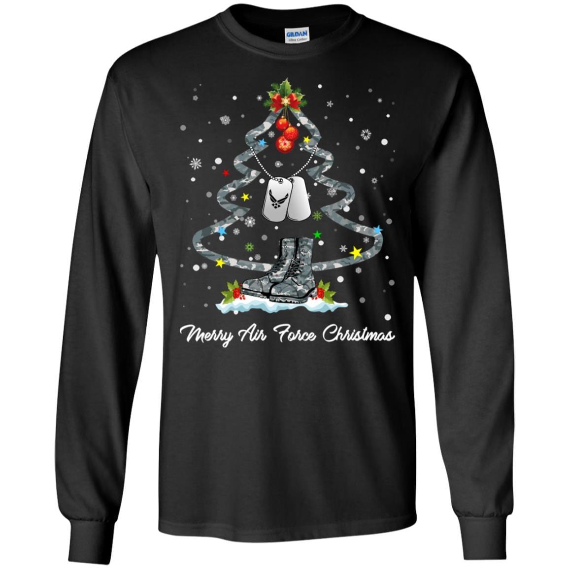 Merry Air Force Christmas T-Shirt For Men On Front-TShirt-USAF-Veterans Nation