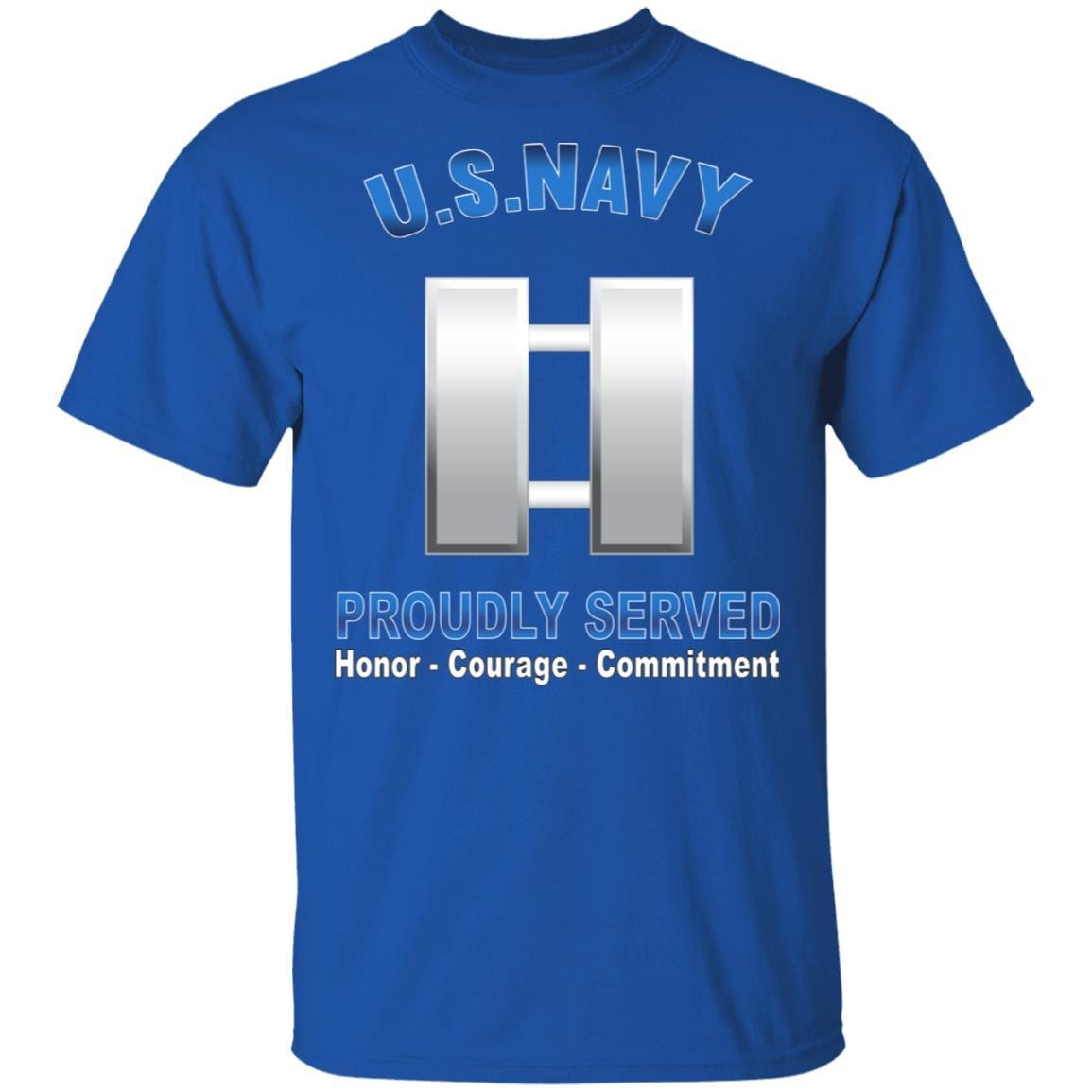 US Navy O-3 Lieutenant O3 LT Junior Officer Proudly Served T-Shirt On Front-Apparel-Veterans Nation