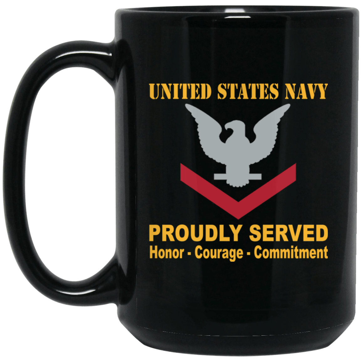 US Navy E-4 Petty Officer Third Class E4 PO3 Collar Device Black Mug 11 oz - 15 oz-Mug-Navy-Collar-Veterans Nation