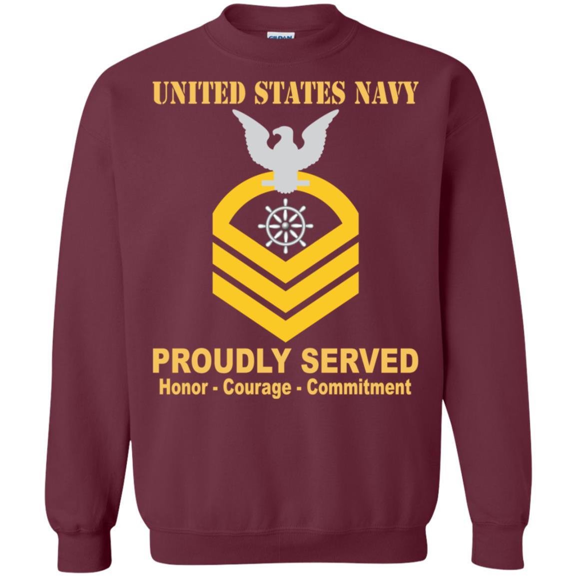 Navy Quartermaster Navy QM E-7 Rating Badges Proudly Served T-Shirt For Men On Front-TShirt-Navy-Veterans Nation