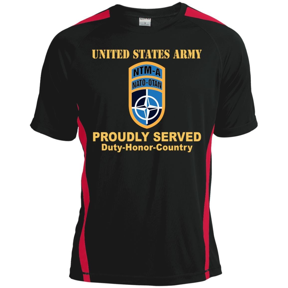 US ARMY CSIB NATO TRAINING MISSION AFGHANISTAN- Proudly Served T-Shirt On Front For Men-TShirt-Army-Veterans Nation