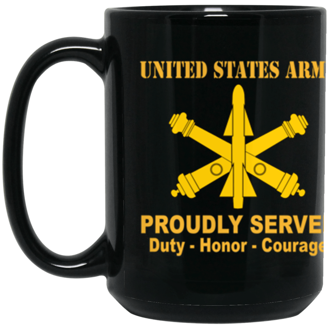 US Army Air Defense Artillery Proudly Served Core Values 15 oz. Black Mug-Drinkware-Veterans Nation