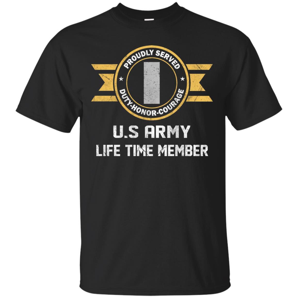 Life Time Member - US Army O-2 First Lieutenant O2 1LT Commissioned Officer Ranks Men T Shirt On Front-TShirt-Army-Veterans Nation