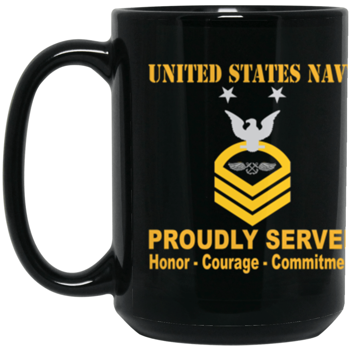 US Navy AB E-9 15 oz. Black Mug-Drinkware-Veterans Nation