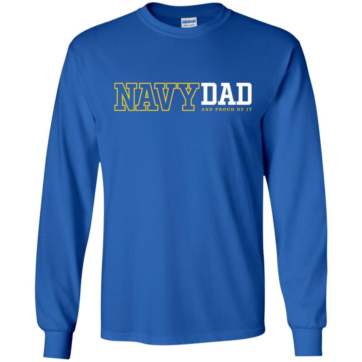 Navy Dad And Proud Of It T-Shirt On Front-TShirt-Navy-Veterans Nation