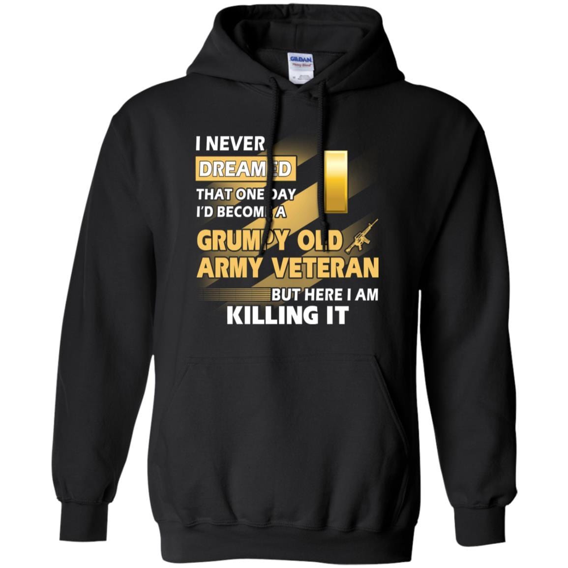 US Army T-Shirt "Grumpy Old Veteran" O-1 Second Lieutenant(2LT) On Front-TShirt-Army-Veterans Nation