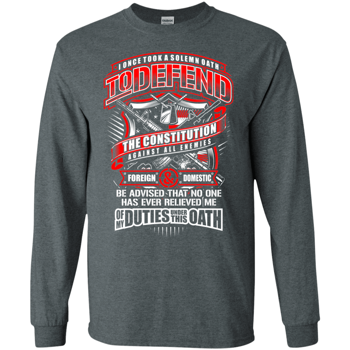 Military T-Shirt "My Oath To Defend The Constitution Veteran Men" Front-TShirt-General-Veterans Nation