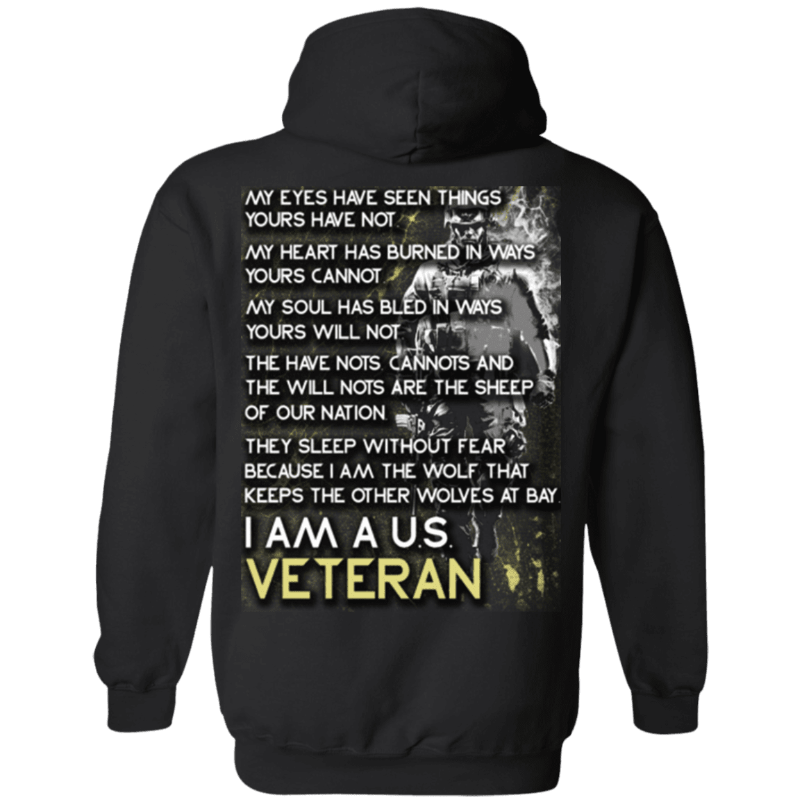 Military T-Shirt "I Am A US Veteran, I Am The Wolf" - Men Back-TShirt-General-Veterans Nation
