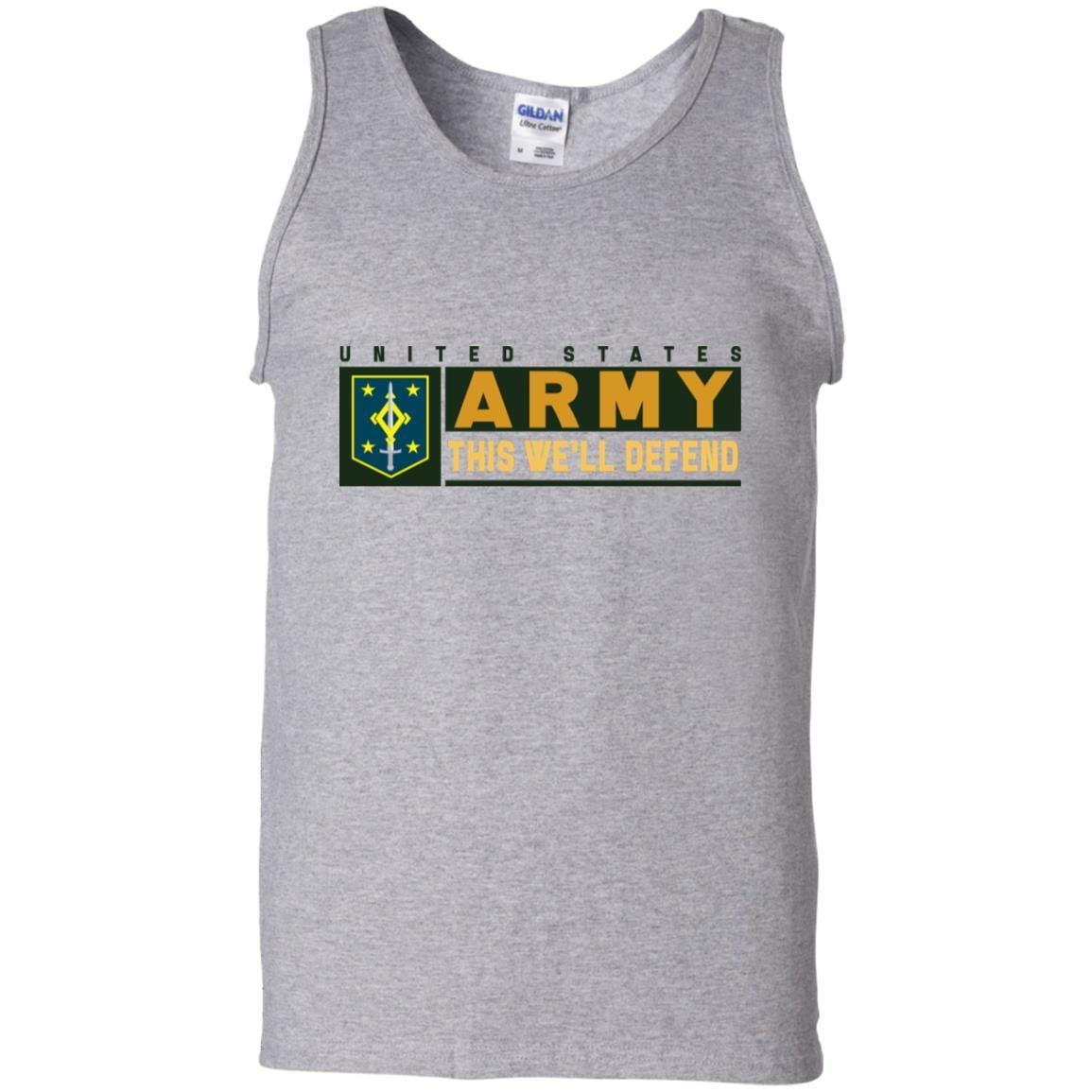 US Army 4TH MANEUVER ENHANCEMENT BRIGADE- This We'll Defend T-Shirt On Front For Men-TShirt-Army-Veterans Nation