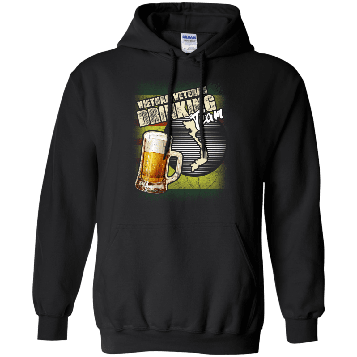 Military T-Shirt "Vietnam Veteran Drinking Beer Team" Front-TShirt-General-Veterans Nation