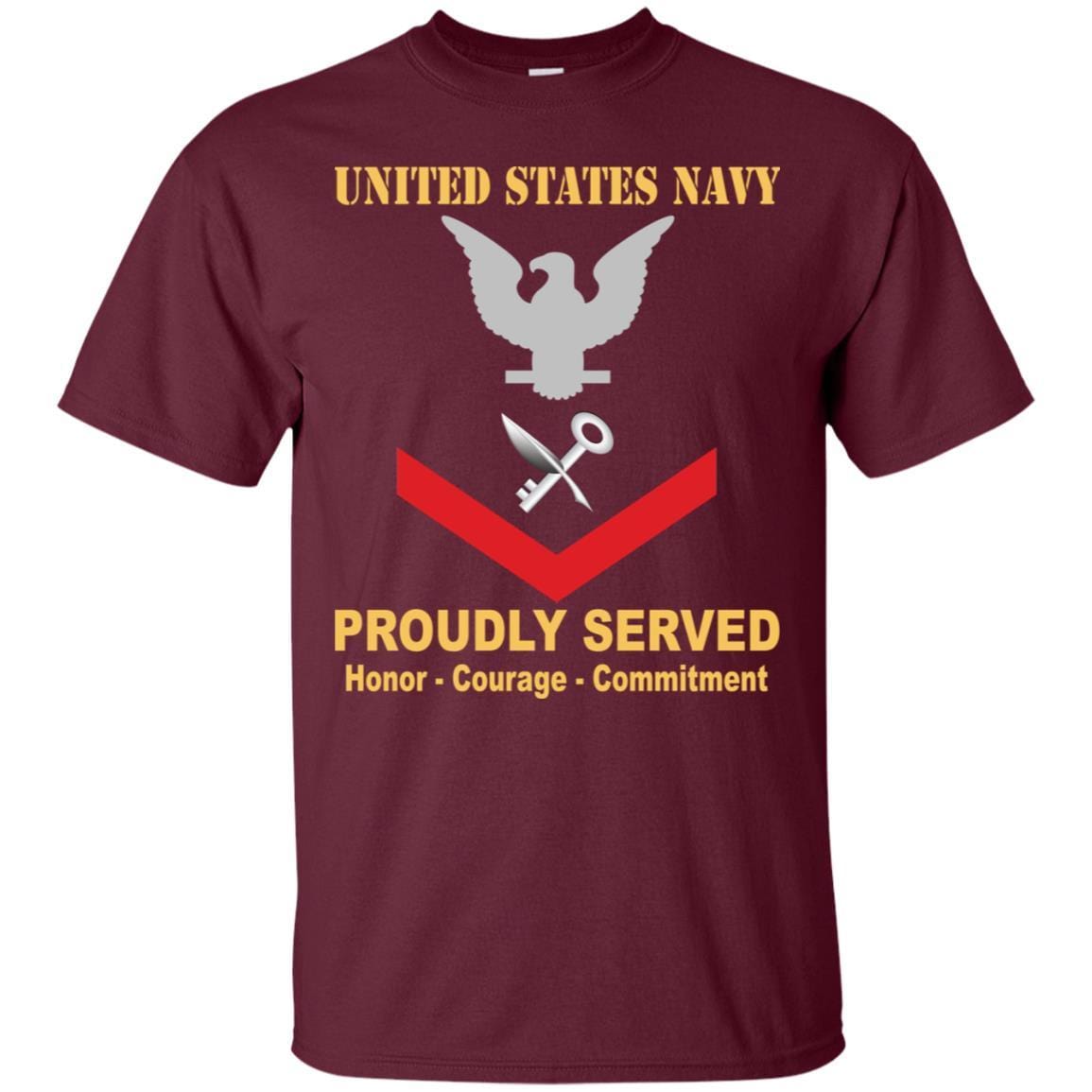 Navy Ship's Serviceman Navy SH E-4 Rating Badges Proudly Served T-Shirt For Men On Front-TShirt-Navy-Veterans Nation