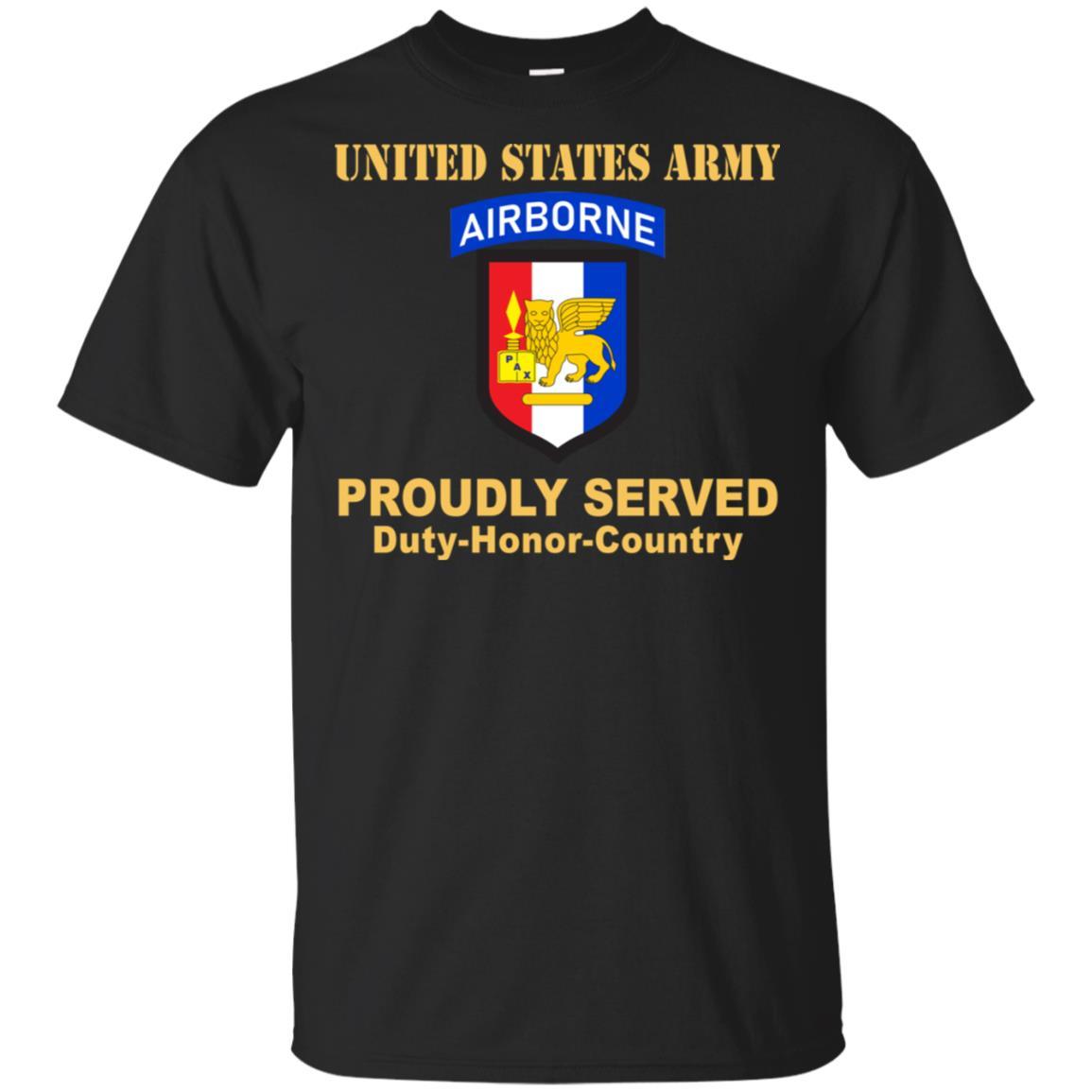 US ARMY SOUTHERN EUROPEAN TASK FORCE WITH AIRBORNE TAB- Proudly Served T-Shirt On Front For Men-TShirt-Army-Veterans Nation
