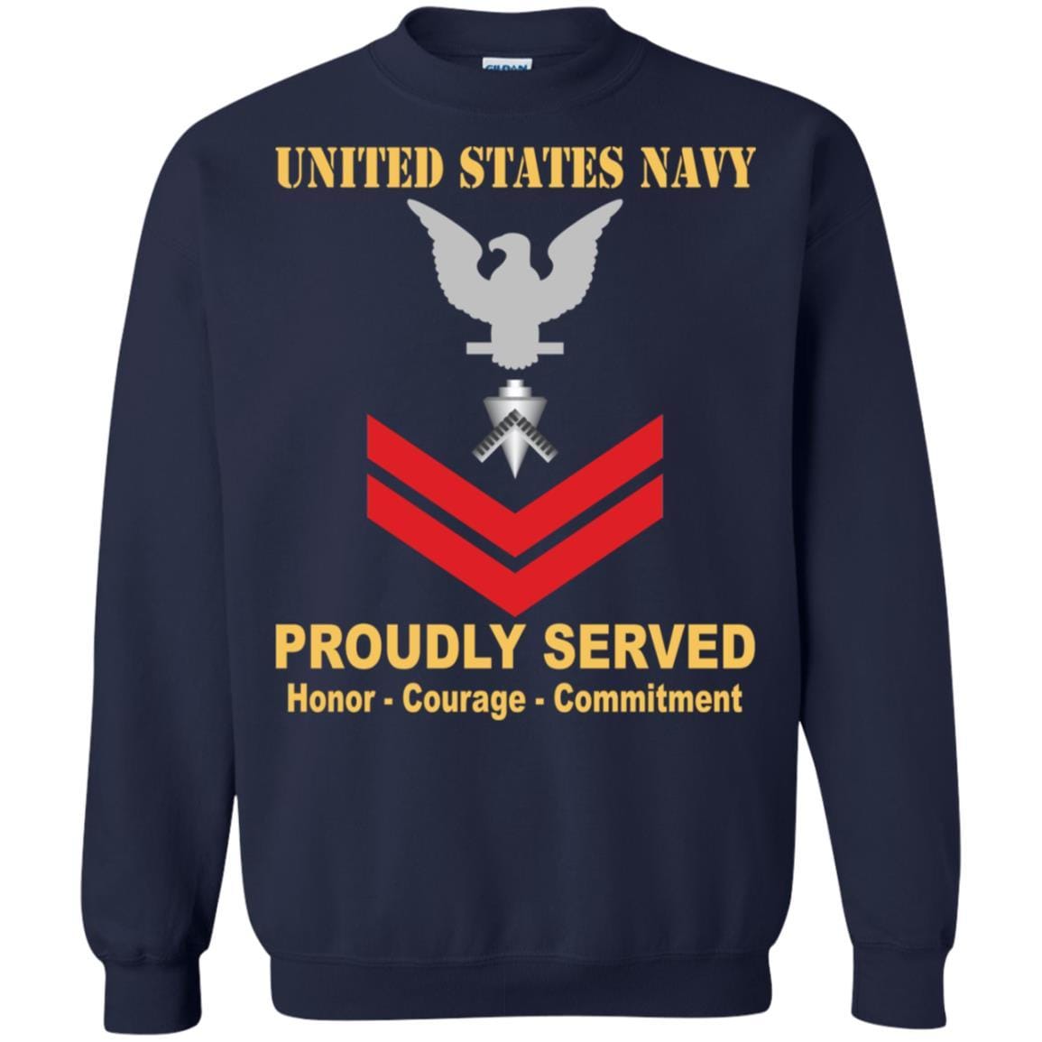 U.S Navy Builder Navy BU E-5 Rating Badges Proudly Served T-Shirt For Men On Front-TShirt-Navy-Veterans Nation