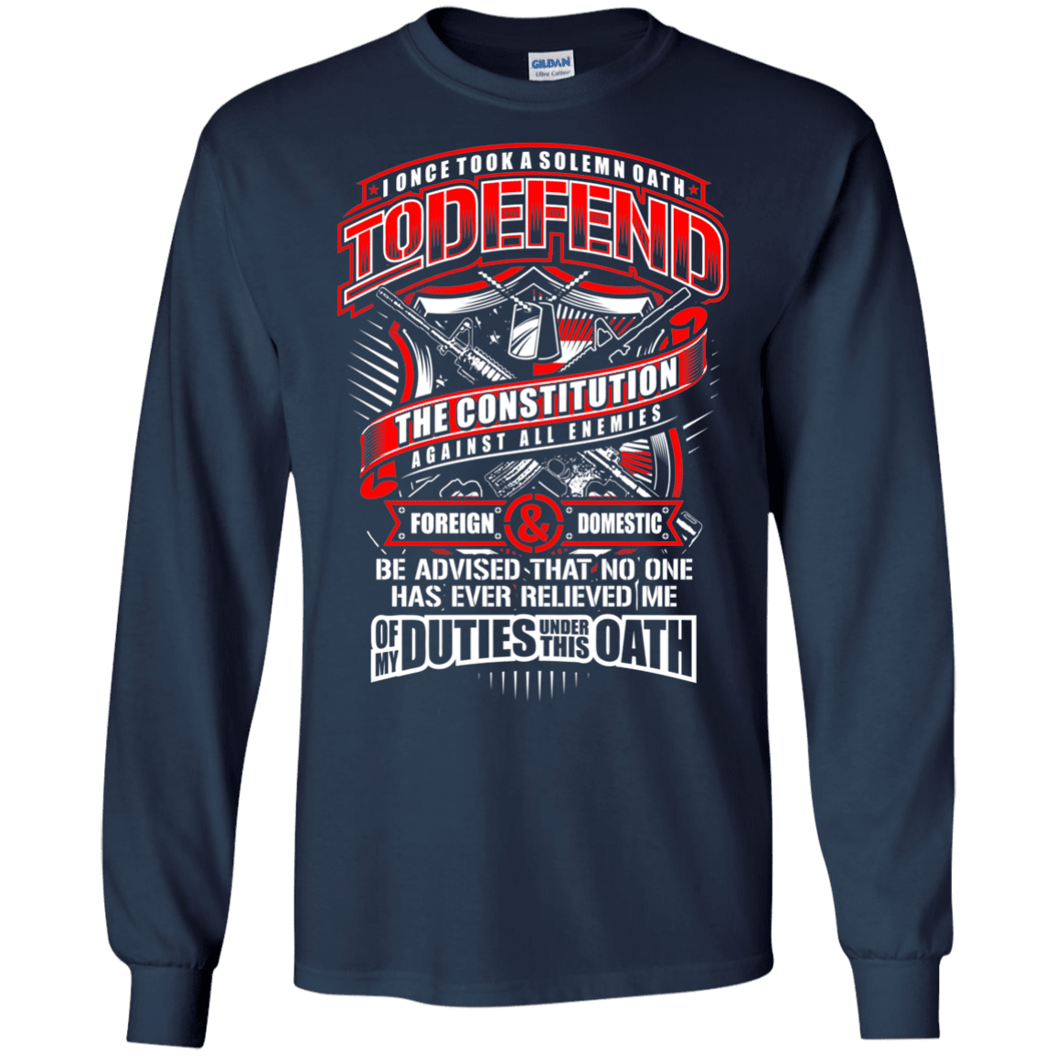 Military T-Shirt "My Oath To Defend The Constitution Veteran Men" Front-TShirt-General-Veterans Nation