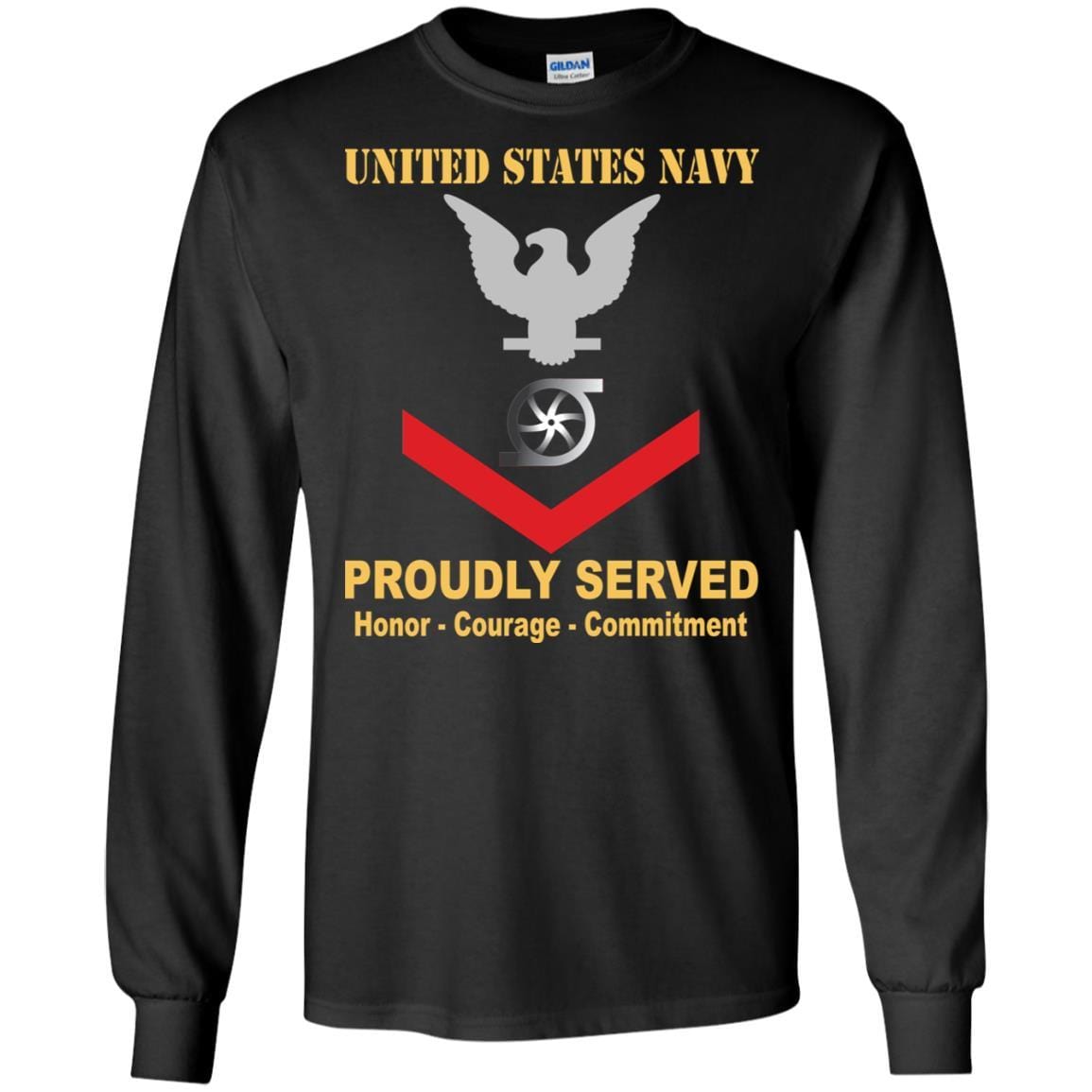 Navy Gas Turbine Systems Technician Navy GS E-4 Rating Badges Proudly Served T-Shirt For Men On Front-TShirt-Navy-Veterans Nation