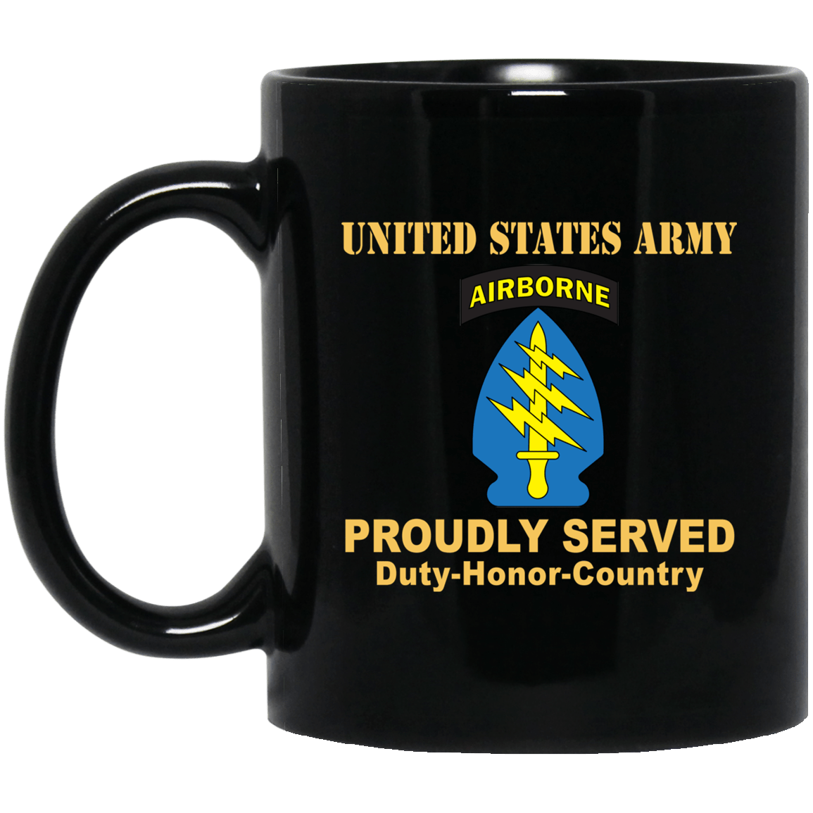 US ARMY SPECIAL FORCES GROUP CSIB- 11 oz - 15 oz Black Mug-Mug-Army-CSIB-Veterans Nation