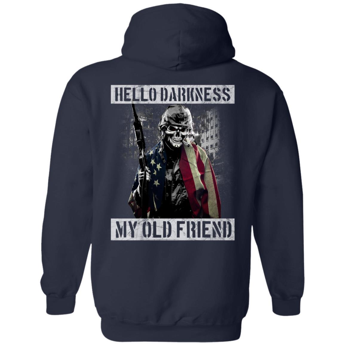 Military T-Shirt "Hello Darkness - My Old Friend Men" On Back-TShirt-General-Veterans Nation