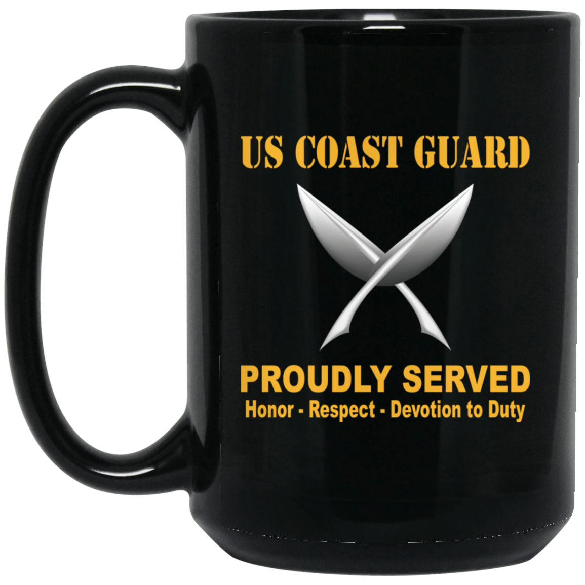 US Coast Guard Yeoman YN Logo Proudly Served Black Mug 11 oz - 15 oz-Mug-USCG-Rate-Veterans Nation