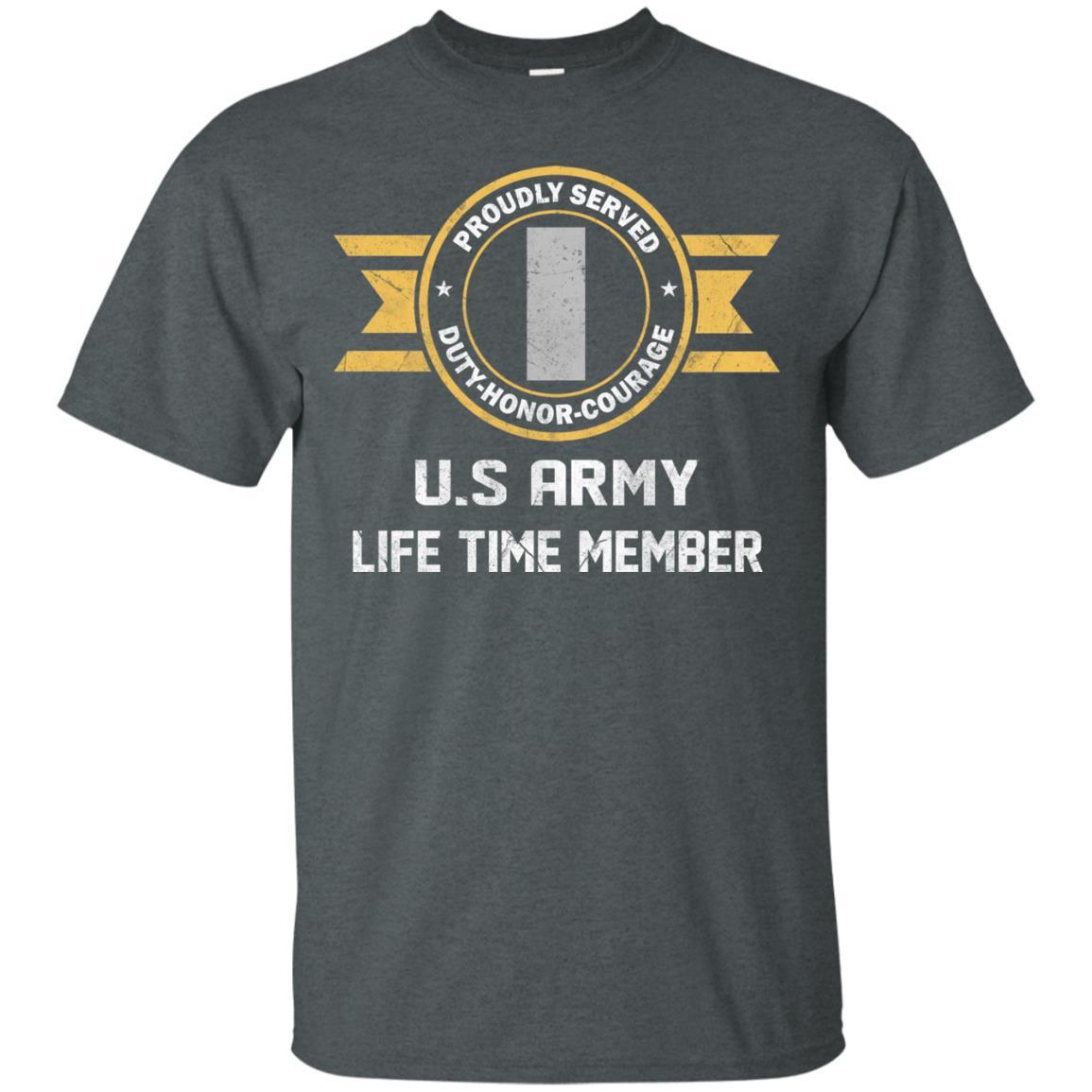 Life Time Member - US Army O-2 First Lieutenant O2 1LT Commissioned Officer Ranks Men T Shirt On Front-TShirt-Army-Veterans Nation