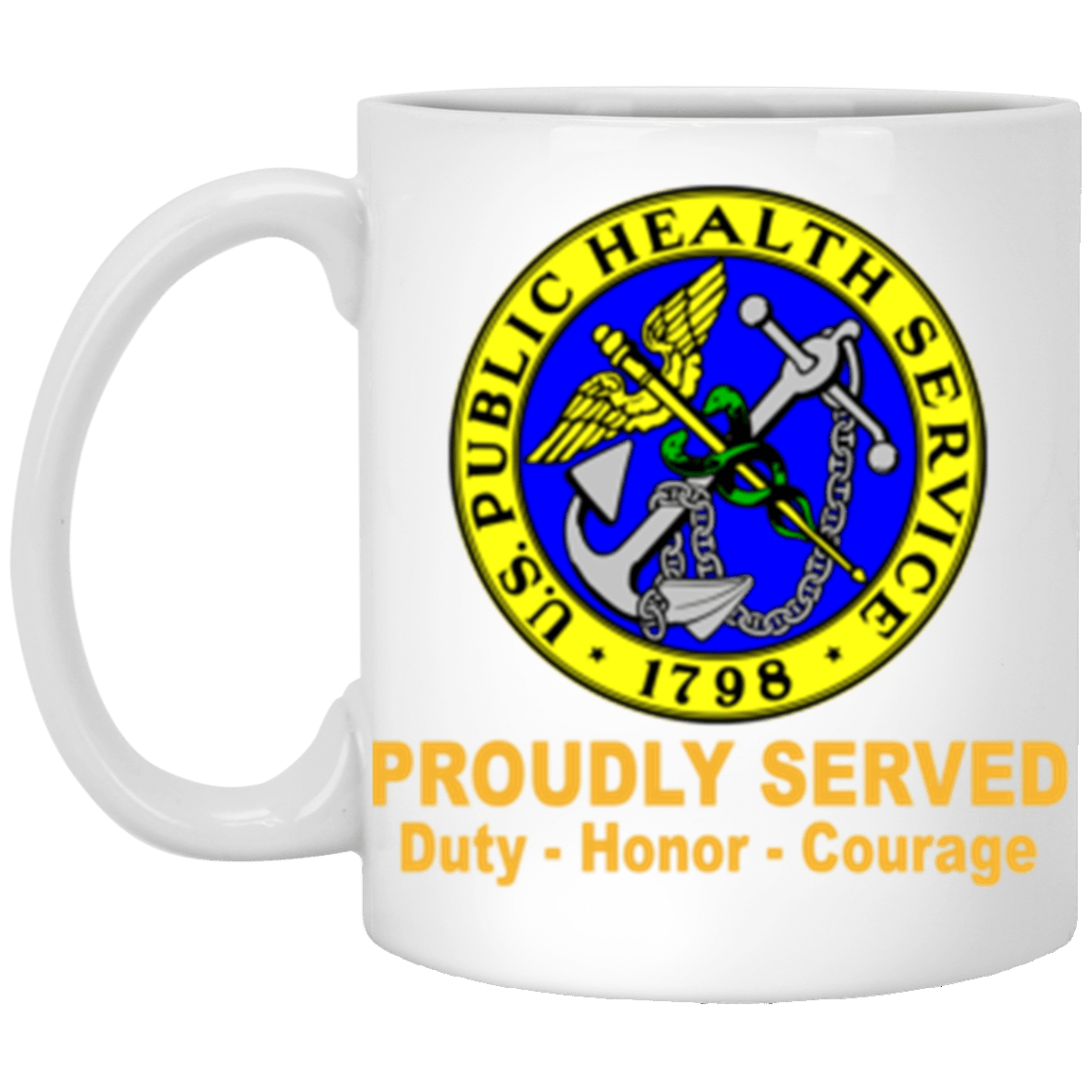US Army Public Health Service Proudly Served Core Values 11 oz. White Mug-Drinkware-Veterans Nation