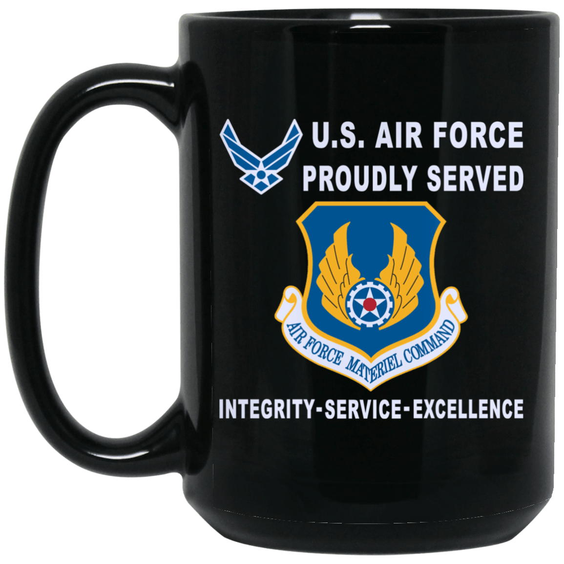 US Air Force Materiel Command Proudly Served-D04 11 oz - 15 oz Black Mug-Mug-USAF-Shield-Veterans Nation